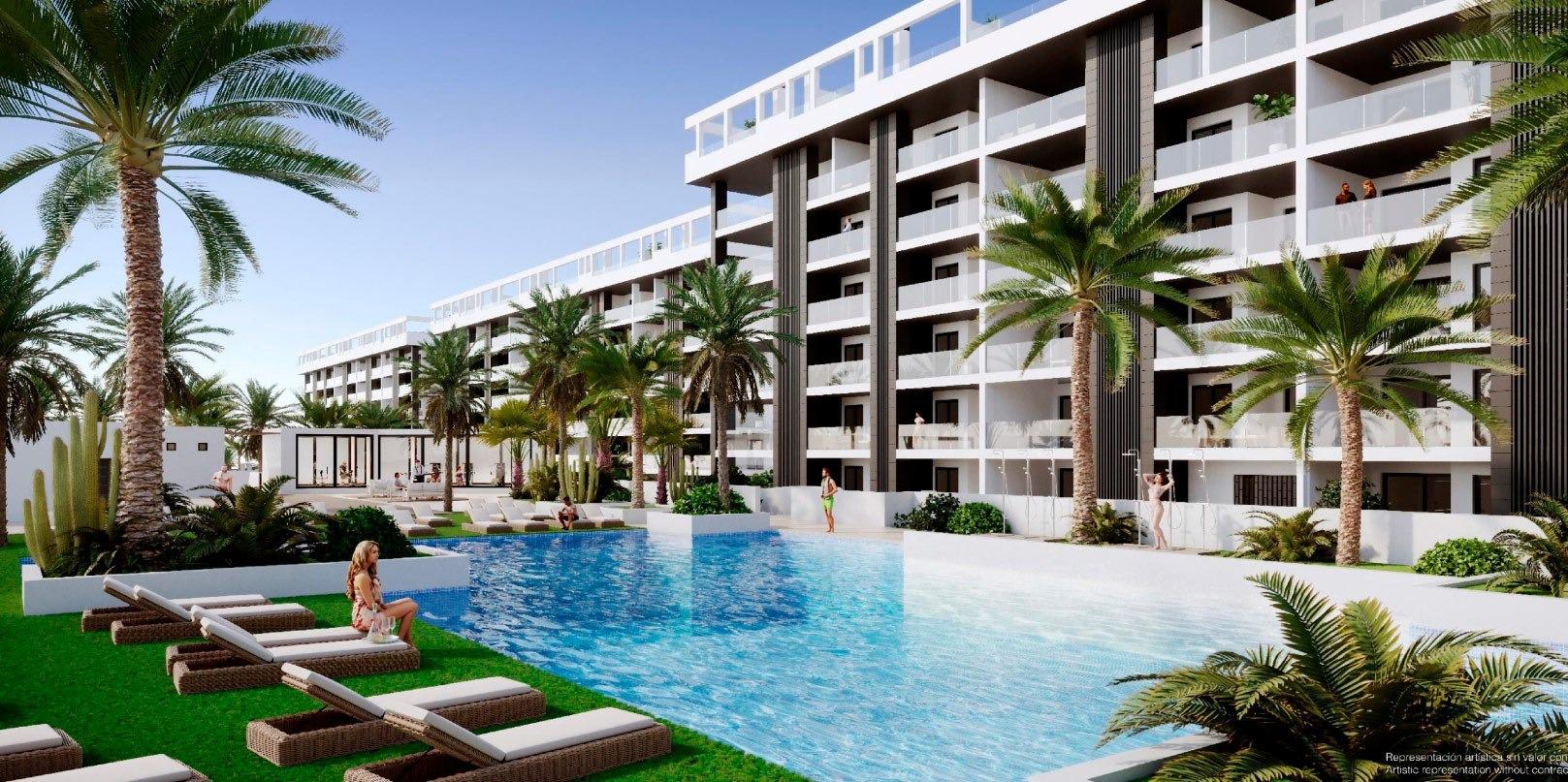 NEW BUILD GATED URBANIZATION IN TORREVIEJA ONLY 700M FROM THE BEACH
