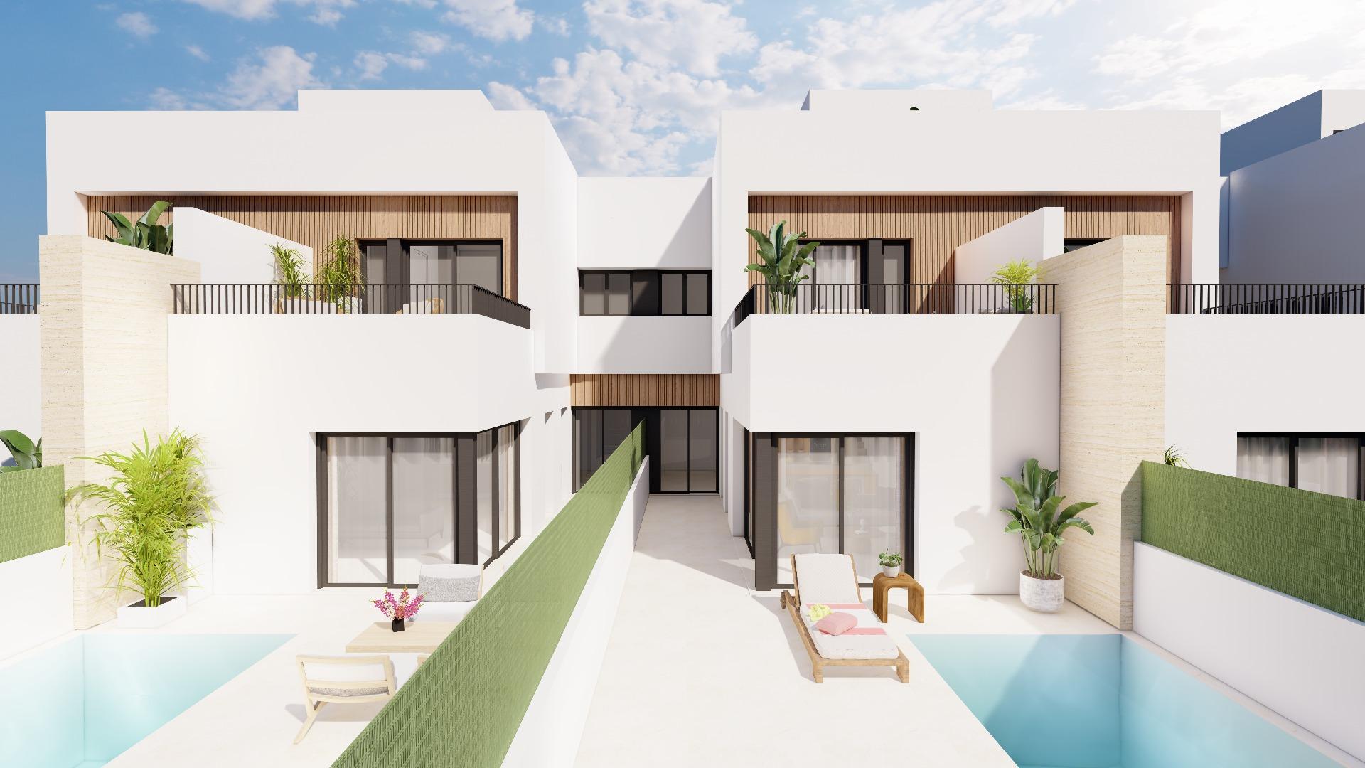 5-1 Modern Semi-Detached Villas with Private Pool Near the Sea in Santiago de la Ribera