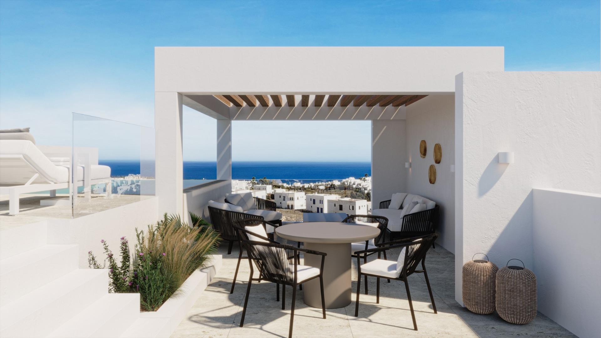Panoramic views of the Mediterranean Sea in a beachfront resort