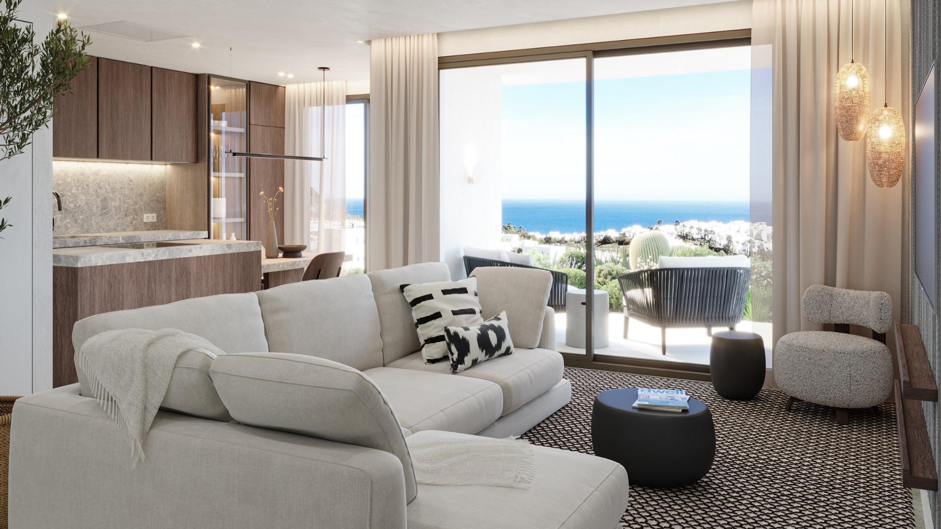 Panoramic views of the Mediterranean Sea in a beachfront resort