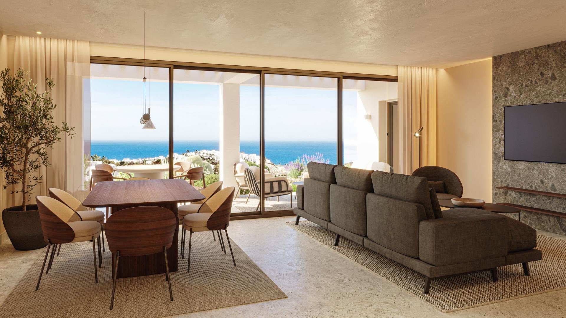 Panoramic views of the Mediterranean Sea in a beachfront resort