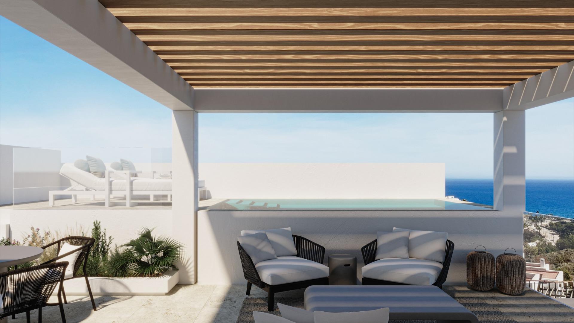 Panoramic views of the Mediterranean Sea in a beachfront resort