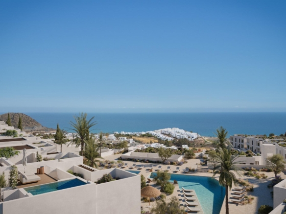 Panoramic views of the Mediterranean Sea in a beachfront resort