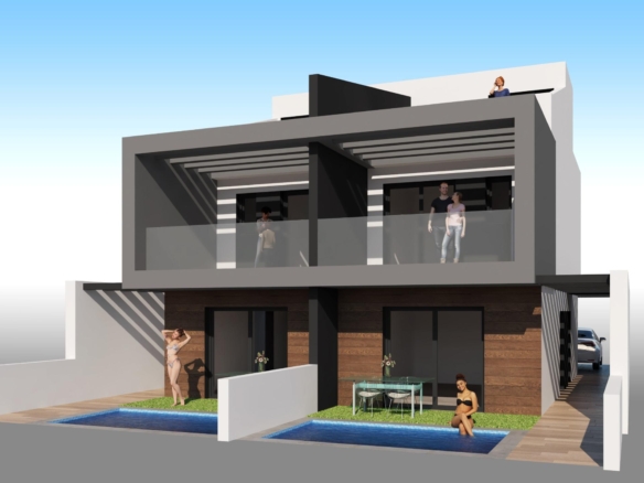 Modern Semi-Detached Villas with Private Pool Near the Sea in Santiago de la Ribera – YC412042